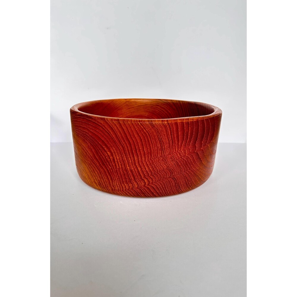 Vintage Mid-Century Modern Teak Wood Bowl - 1960s Scandinavian Turned Wood Bowl